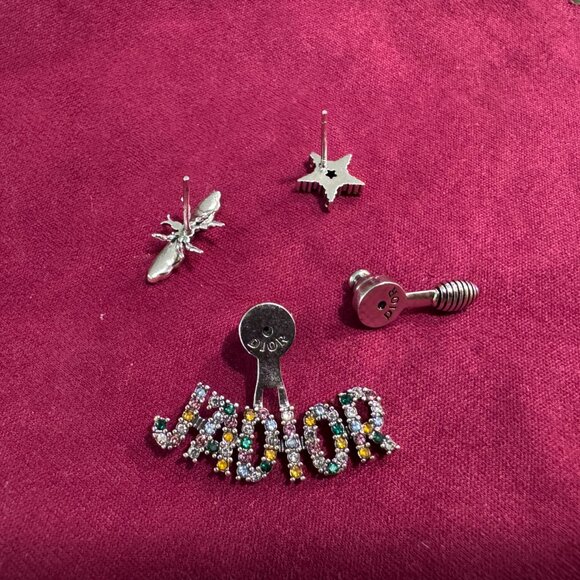 Dior Jadior bee silver tone multicolor crystal earrings - Picture 7 of 7